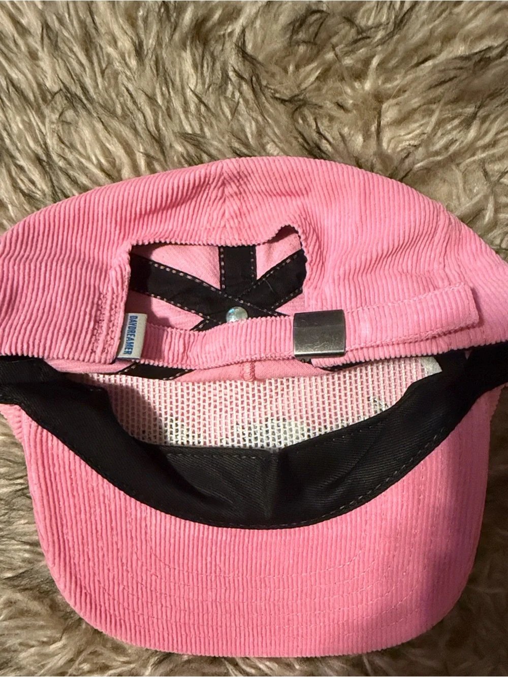 Daydreamer Leave Me Alone Pink Corduroy Pink Dad Embroidered Baseball Hat